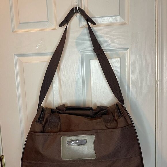 Oleg Cassini Brown Weekender Overnight Travel Duffel Carry-On Bag. - Picture 7 of 14